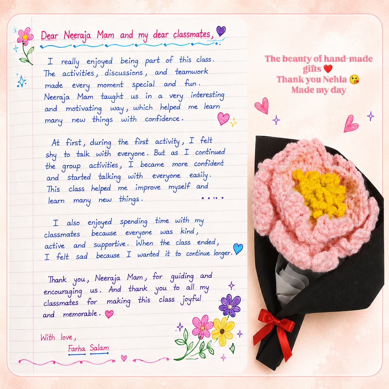 Letter from Farha Salam to Neeraja Ma'am