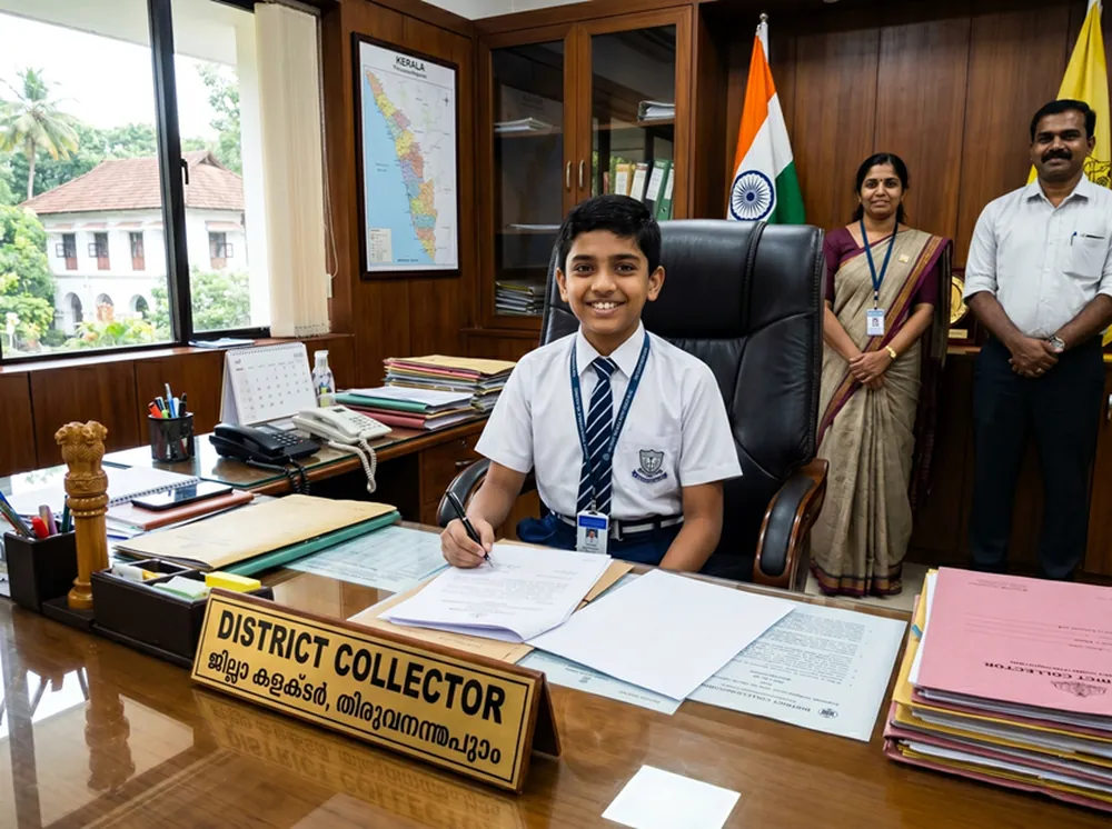 Fortune IAS Junior student seated as District Collector, Thiruvananthapuram